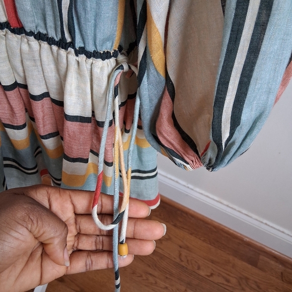 Zimmerman Cassia Draw Stripe Mini Linen Dress Size 2 - Picture 8 of 15